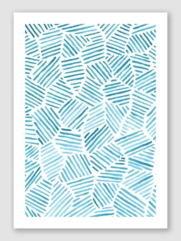 Turquoise Lines A2 3mm Bleed Unframed