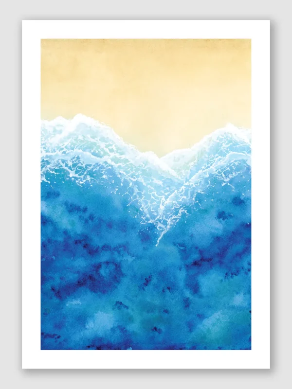 Turquoise Waves A2 3mm Bleed Unframed